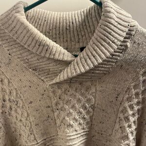 Chaps Beige Speckled Cowl Neck Sweater